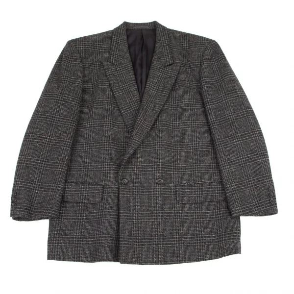 コムデギャルソン オムCOMME des GARCONS HOMME チェックツイードダブルジャケット グレーS K-101275_001