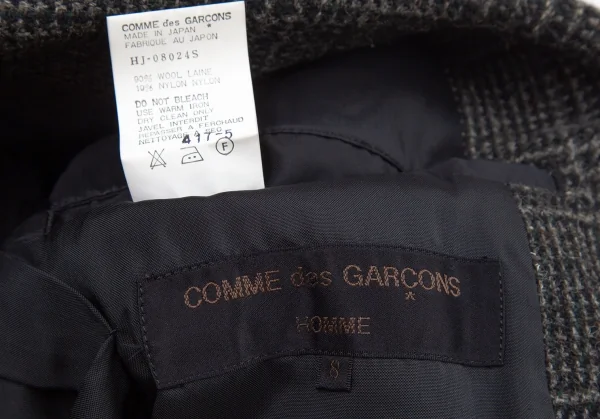 コムデギャルソン オムCOMME des GARCONS HOMME チェックツイードダブルジャケット グレーS K-101275_012