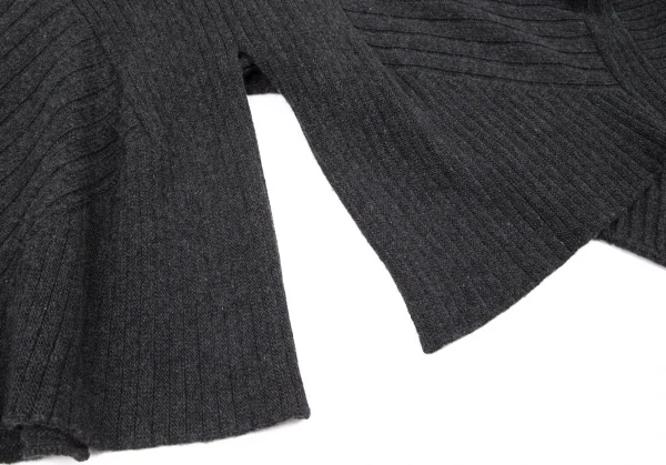 ステラマッカートニーSTELLA McCARTNEY ウールドレープランダムリブボタンレス半袖ロングカーディガン グレーM K-101277_011