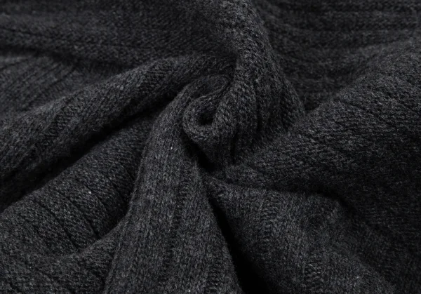 ステラマッカートニーSTELLA McCARTNEY ウールドレープランダムリブボタンレス半袖ロングカーディガン グレーM K-101277_012