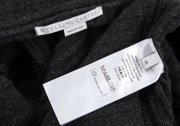ステラマッカートニーSTELLA McCARTNEY ウールドレープランダムリブボタンレス半袖ロングカーディガン グレーM K-101277_013