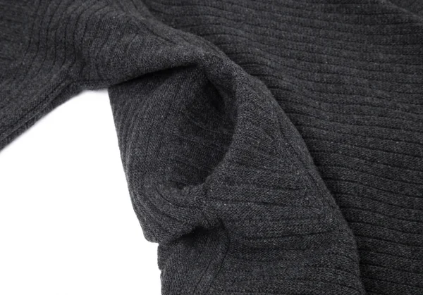 ステラマッカートニーSTELLA McCARTNEY ウールドレープランダムリブボタンレス半袖ロングカーディガン グレーM K-101277_007