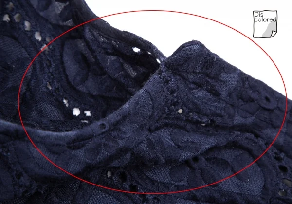 コムコム コムデギャルソンCOMME des GARCONS リネン花柄刺繍レース裾ラウンドノースリーブワンピース 紺S K-101286_008