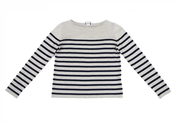 ジャンポールゴルチエ フォー セットプルミエJean Paul GAULTIER FOR SEPT PREMIERES グリッターマリンボーダーニット シルバー紺38 K-101313_002