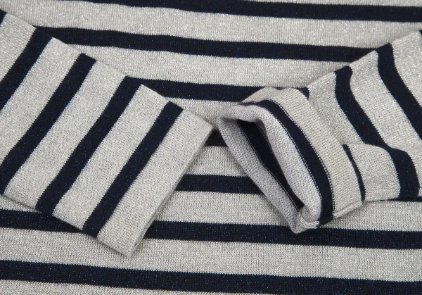 ジャンポールゴルチエ フォー セットプルミエJean Paul GAULTIER FOR SEPT PREMIERES グリッターマリンボーダーニット シルバー紺38 K-101313_005