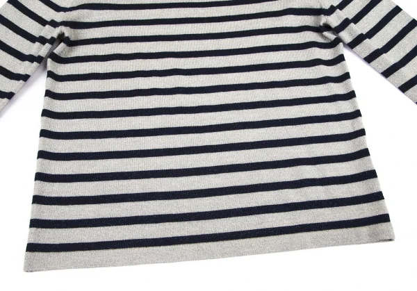 ジャンポールゴルチエ フォー セットプルミエJean Paul GAULTIER FOR SEPT PREMIERES グリッターマリンボーダーニット シルバー紺38 K-101313_006
