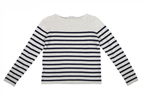 ジャンポールゴルチエ フォー セットプルミエJean Paul GAULTIER FOR SEPT PREMIERES グリッターマリンボーダーニット シルバー紺38 K-101313_008