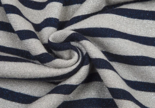 ジャンポールゴルチエ フォー セットプルミエJean Paul GAULTIER FOR SEPT PREMIERES グリッターマリンボーダーニット シルバー紺38 K-101313_009