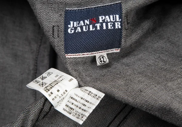 ジーンズポールゴルチエJean's Paul GAULTIER トリム切替デニムナポレオンジャケット 黒グレー42 K-101316_019