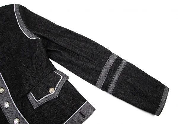 ジーンズポールゴルチエJean's Paul GAULTIER トリム切替デニムナポレオンジャケット 黒グレー42 K-101316_007