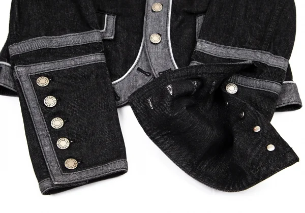 ジーンズポールゴルチエJean's Paul GAULTIER トリム切替デニムナポレオンジャケット 黒グレー42 K-101316_008