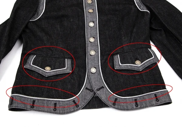 ジーンズポールゴルチエJean's Paul GAULTIER トリム切替デニムナポレオンジャケット 黒グレー42 K-101316_009