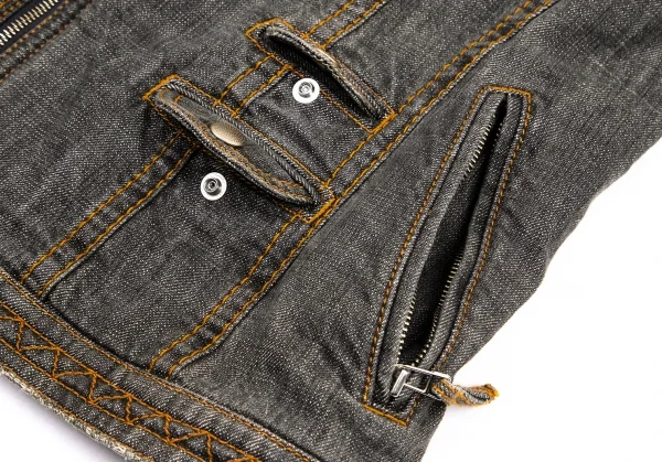 ジャンポールゴルチエJean Paul GAULTIER PARIS ショルダーパッチデニムライダースジャケット グレー50 K-101320_010