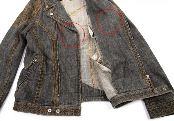 ジャンポールゴルチエJean Paul GAULTIER PARIS ショルダーパッチデニムライダースジャケット グレー50 K-101320_011