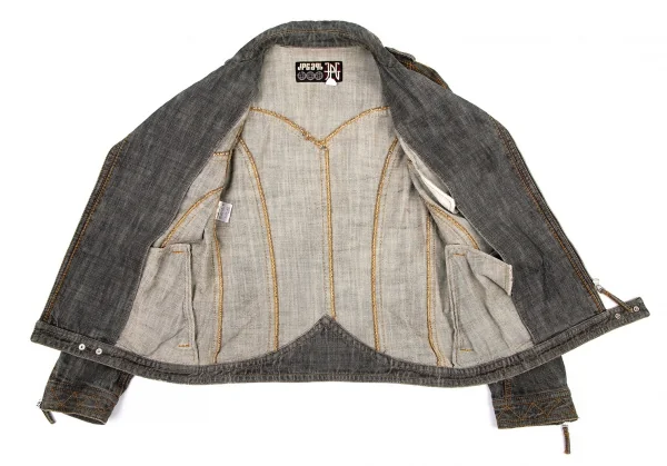 ジャンポールゴルチエJean Paul GAULTIER PARIS ショルダーパッチデニムライダースジャケット グレー50 K-101320_014