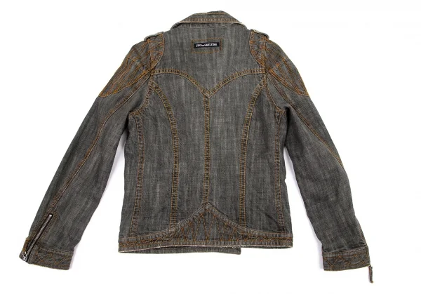 ジャンポールゴルチエJean Paul GAULTIER PARIS ショルダーパッチデニムライダースジャケット グレー50 K-101320_015