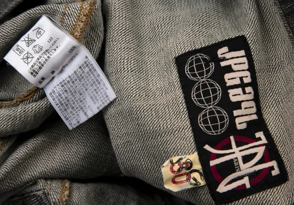 ジャンポールゴルチエJean Paul GAULTIER PARIS ショルダーパッチデニムライダースジャケット グレー50 K-101320_019