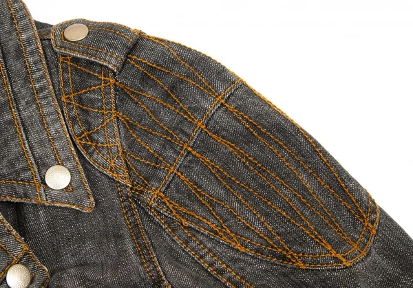 ジャンポールゴルチエJean Paul GAULTIER PARIS ショルダーパッチデニムライダースジャケット グレー50 K-101320_004