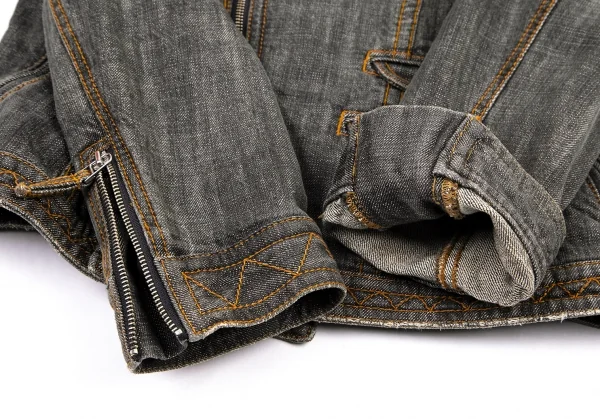 ジャンポールゴルチエJean Paul GAULTIER PARIS ショルダーパッチデニムライダースジャケット グレー50 K-101320_007