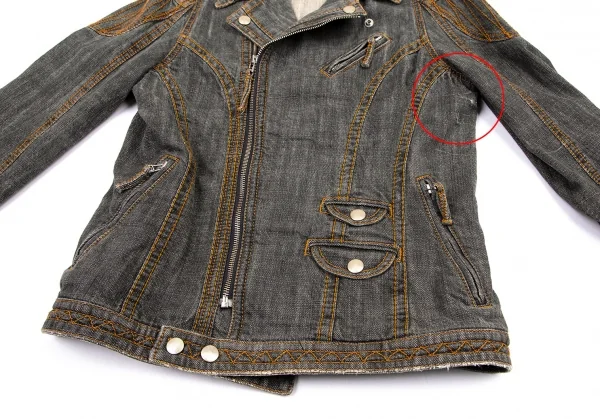 ジャンポールゴルチエJean Paul GAULTIER PARIS ショルダーパッチデニムライダースジャケット グレー50 K-101320_008