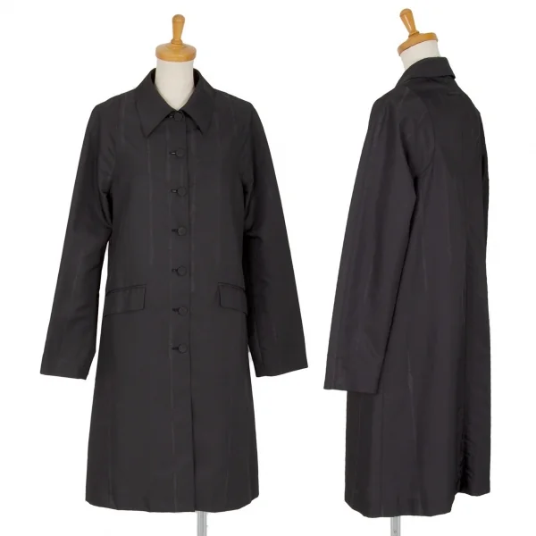 Jean-Paul GAULTIER FEMME Logo Striped Stand Fall Collar Coat Charcoal 40 K-101328_001
