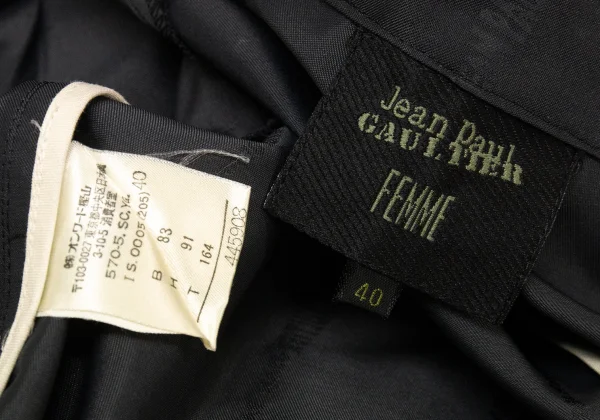 Jean-Paul GAULTIER FEMME Logo Striped Stand Fall Collar Coat K-101328_019