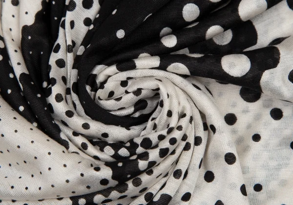 ジャンポールゴルチエ マイユファムJean Paul GAULTIER MAILLE FEMME ドットプリントショルダーギャザーノースリーブシルクチュニック 生成り黒S K-101330_014