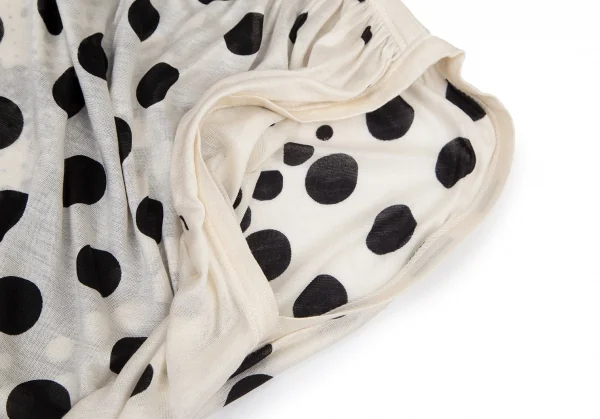 ジャンポールゴルチエ マイユファムJean Paul GAULTIER MAILLE FEMME ドットプリントショルダーギャザーノースリーブシルクチュニック 生成り黒S K-101330_006