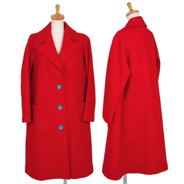 ISSEY MIYAKE FETE Felted Wool Long Coat Red 2 K-101342_001