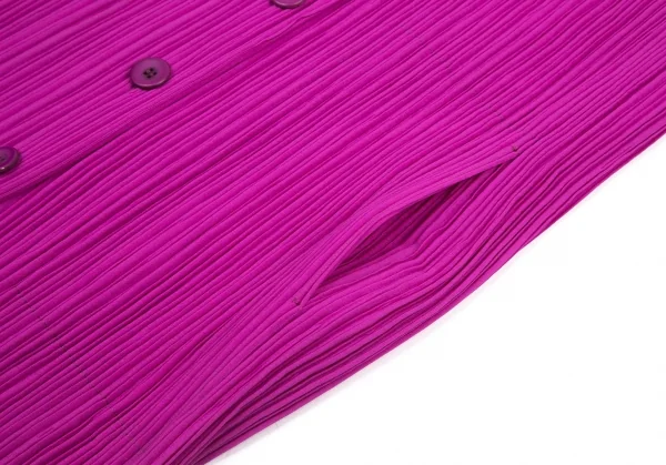 イッセイミヤケISSEY MIYAKE プリーツショールカラーロングコート 紫M位 K-101353_011