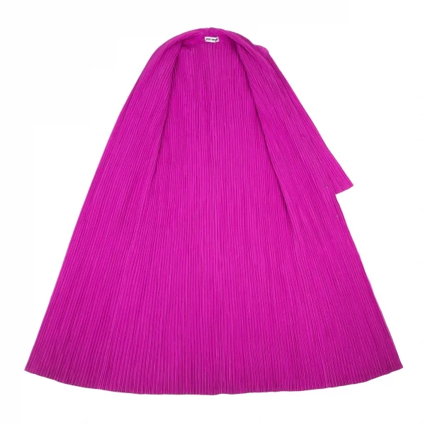 イッセイミヤケISSEY MIYAKE プリーツショールカラーロングコート 紫M位 K-101353_012