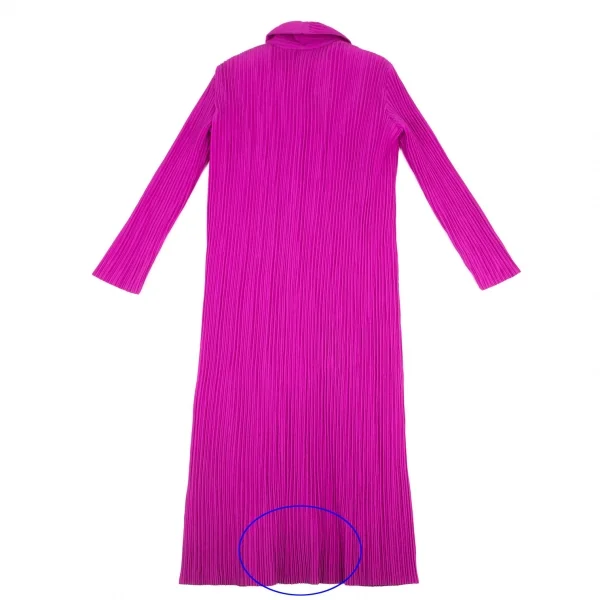 イッセイミヤケISSEY MIYAKE プリーツショールカラーロングコート 紫M位 K-101353_013