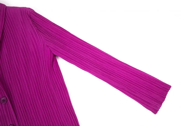 イッセイミヤケISSEY MIYAKE プリーツショールカラーロングコート 紫M位 K-101353_004