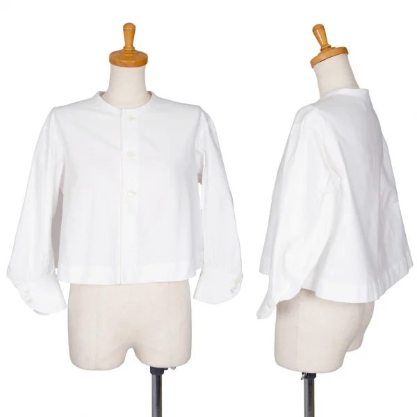 トリココムデギャルソンtricot COMME des GARCONS 袖ラウンドノーカラーワイドショートシャツ 白S K-101358_001