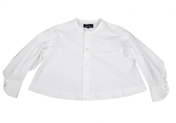 トリココムデギャルソンtricot COMME des GARCONS 袖ラウンドノーカラーワイドショートシャツ 白S K-101358_002