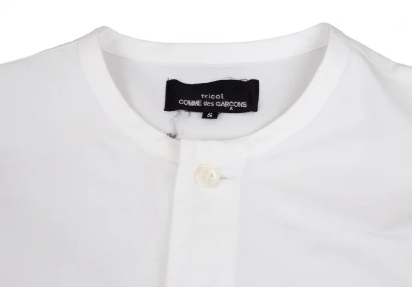 トリココムデギャルソンtricot COMME des GARCONS 袖ラウンドノーカラーワイドショートシャツ 白S K-101358_003