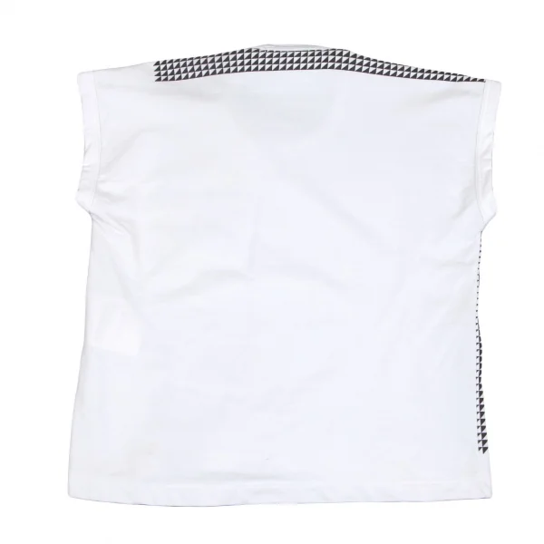 コムコム コムデギャルソンCOMME des GARCON ジオメトリックプリントフレンチスリーブボックスシルエットTシャツ 白黒SS K-101360_012
