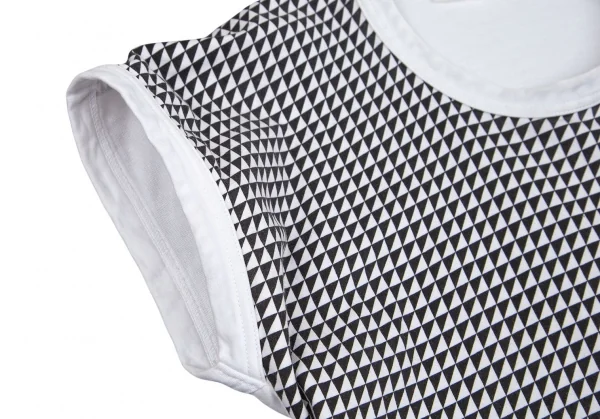 コムコム コムデギャルソンCOMME des GARCON ジオメトリックプリントフレンチスリーブボックスシルエットTシャツ 白黒SS K-101360_007