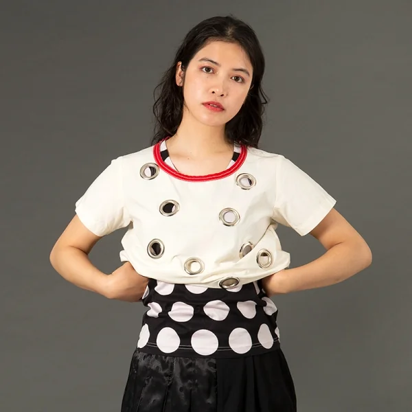 ジュンヤワタナベ コムデギャルソンJUNYA WATANABE COMME des GARCONS コットンドットプリントタンクトップ 黒オフS位 K-101367_010