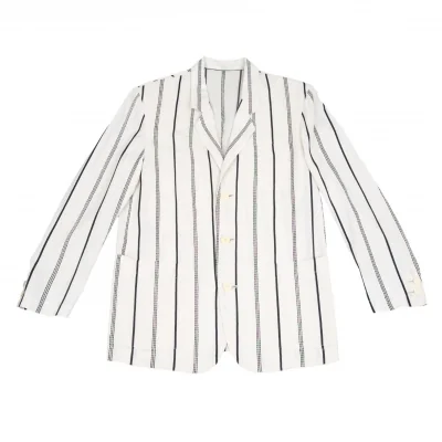 イッセイミヤケ メンISSEY MIYAKEMEN キュプラコットンストライプジャケット オフ黒