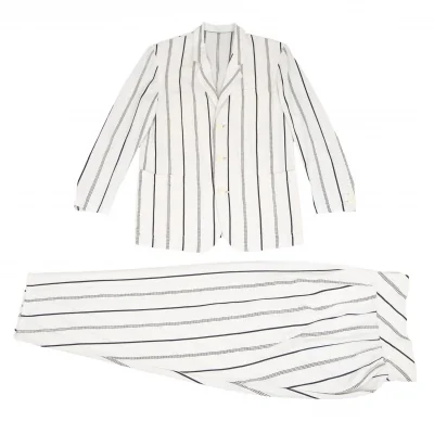 イッセイミヤケ メンISSEY MIYAKE MEN キュプラコットンストライプセットアップスーツ オフ黒