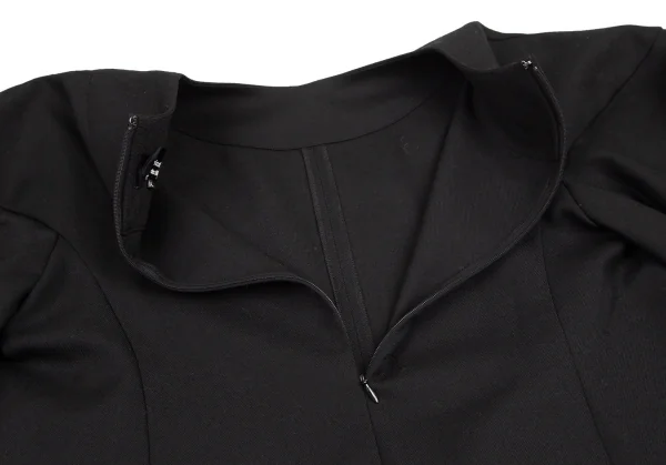 トリココムデギャルソンtricot COMME des GARCONSウールギャバボリュームアームバックジップトップス 黒M K-101404_011