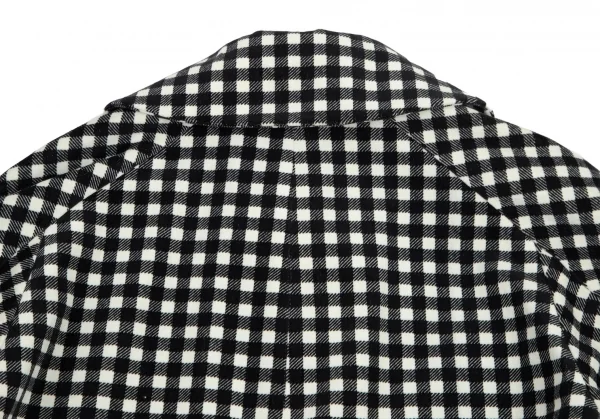 トリココムデギャルソンtricot COMME des GARCONS 裾テープ切替ドルマンギンガムチェックラウンドカラージャケット 白黒S K-101409_012