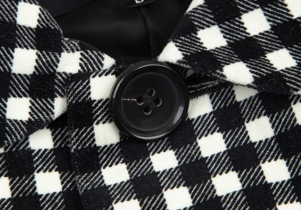 トリココムデギャルソンtricot COMME des GARCONS 裾テープ切替ドルマンギンガムチェックラウンドカラージャケット 白黒S K-101409_004