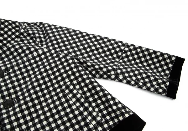 トリココムデギャルソンtricot COMME des GARCONS 裾テープ切替ドルマンギンガムチェックラウンドカラージャケット 白黒S K-101409_005