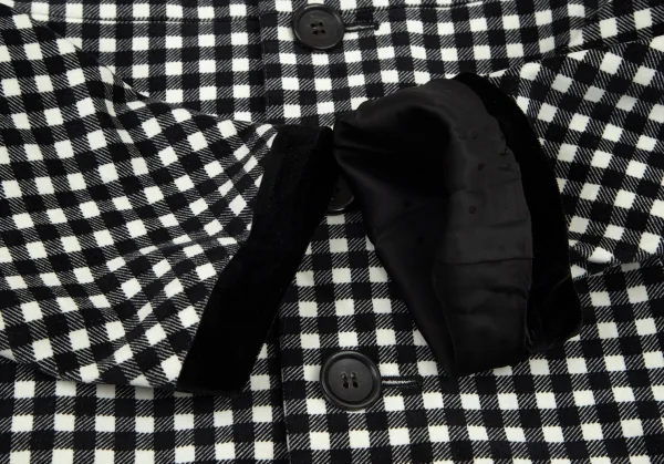 トリココムデギャルソンtricot COMME des GARCONS 裾テープ切替ドルマンギンガムチェックラウンドカラージャケット 白黒S K-101409_006