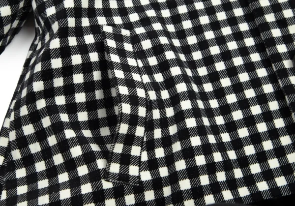 トリココムデギャルソンtricot COMME des GARCONS 裾テープ切替ドルマンギンガムチェックラウンドカラージャケット 白黒S K-101409_008