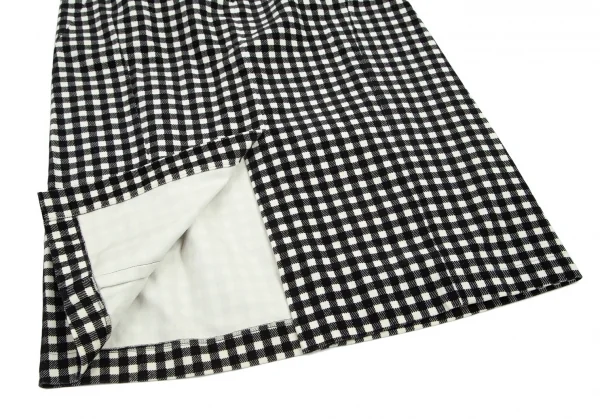トリココムデギャルソンtricot COMME des GARCONSウエストテープ切替ギンガムチェック台形スカート 白黒M K-101410_011