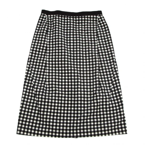 トリココムデギャルソンtricot COMME des GARCONSウエストテープ切替ギンガムチェック台形スカート 白黒M K-101410_002