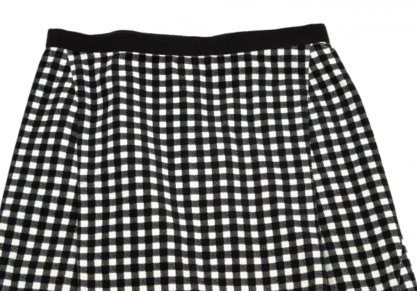 トリココムデギャルソンtricot COMME des GARCONSウエストテープ切替ギンガムチェック台形スカート 白黒M K-101410_003